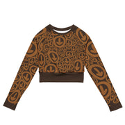 DOWN WORLDWIDE WOMENS Pattern LONG-SLEEVE CROP TOP (Brownie)